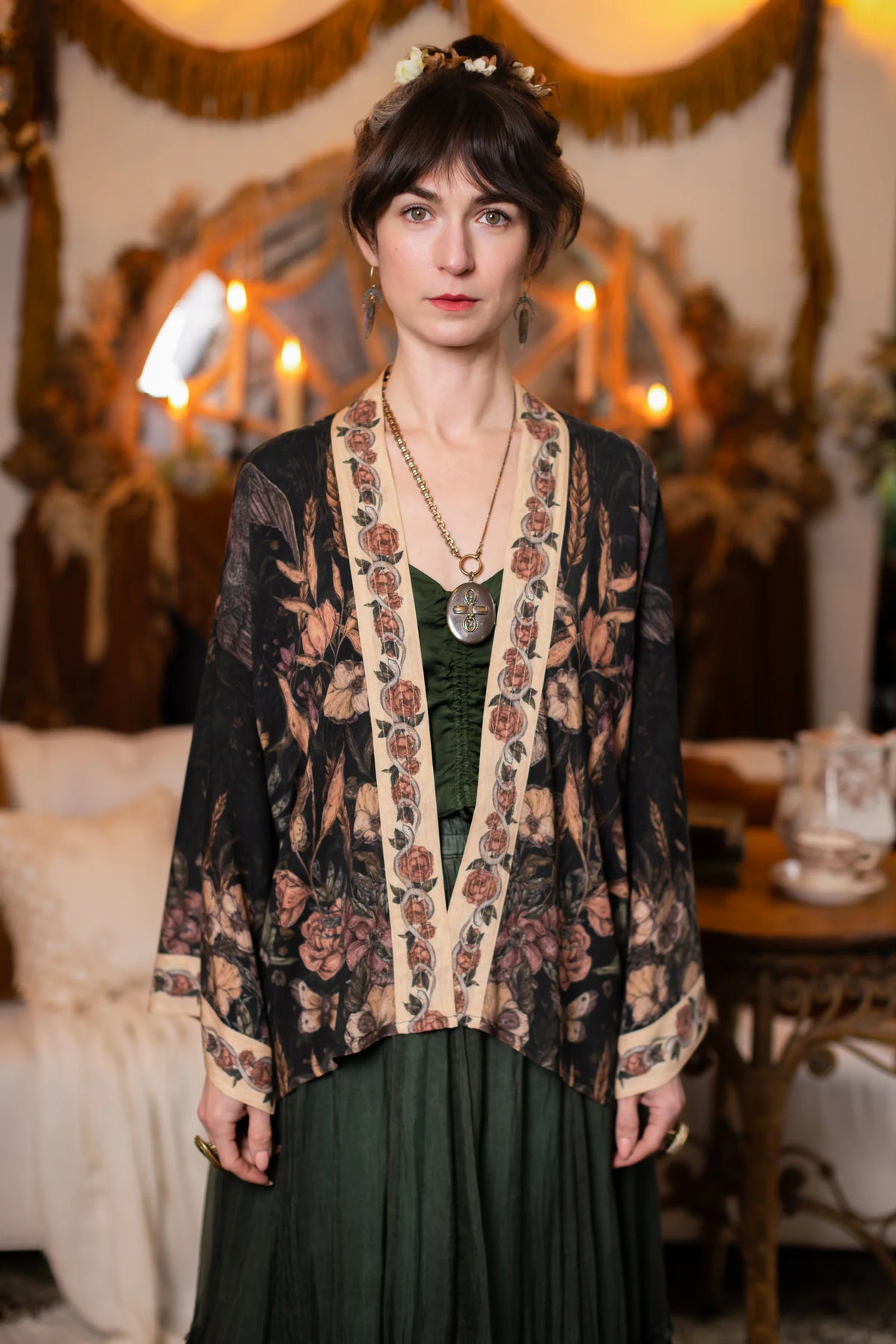 Momento Pixie Duster Cropped Kimono Starling & Skull