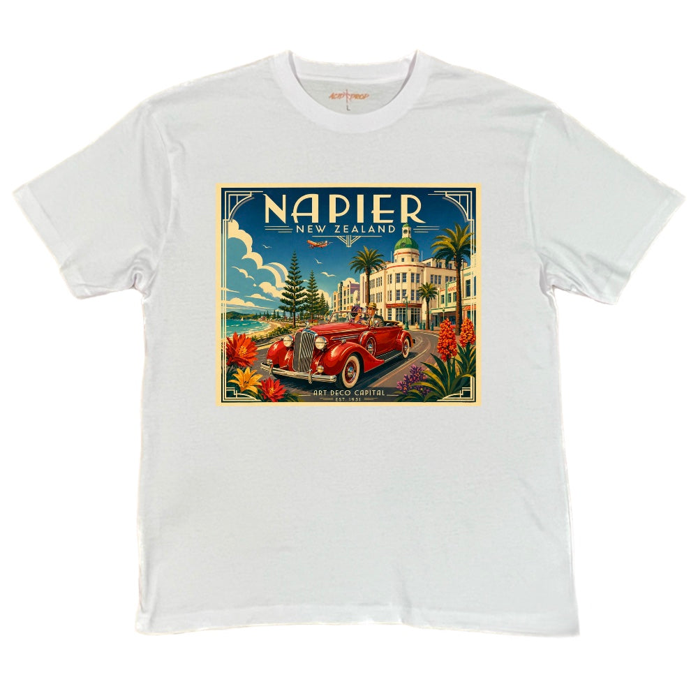 Napier Art Deco Red Car Tee