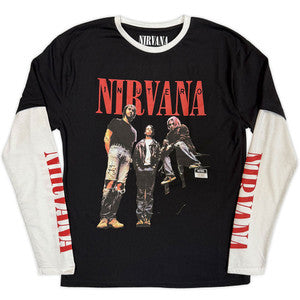 Nirvana In Utero Band Photo Black/White Long Sleeve Tee