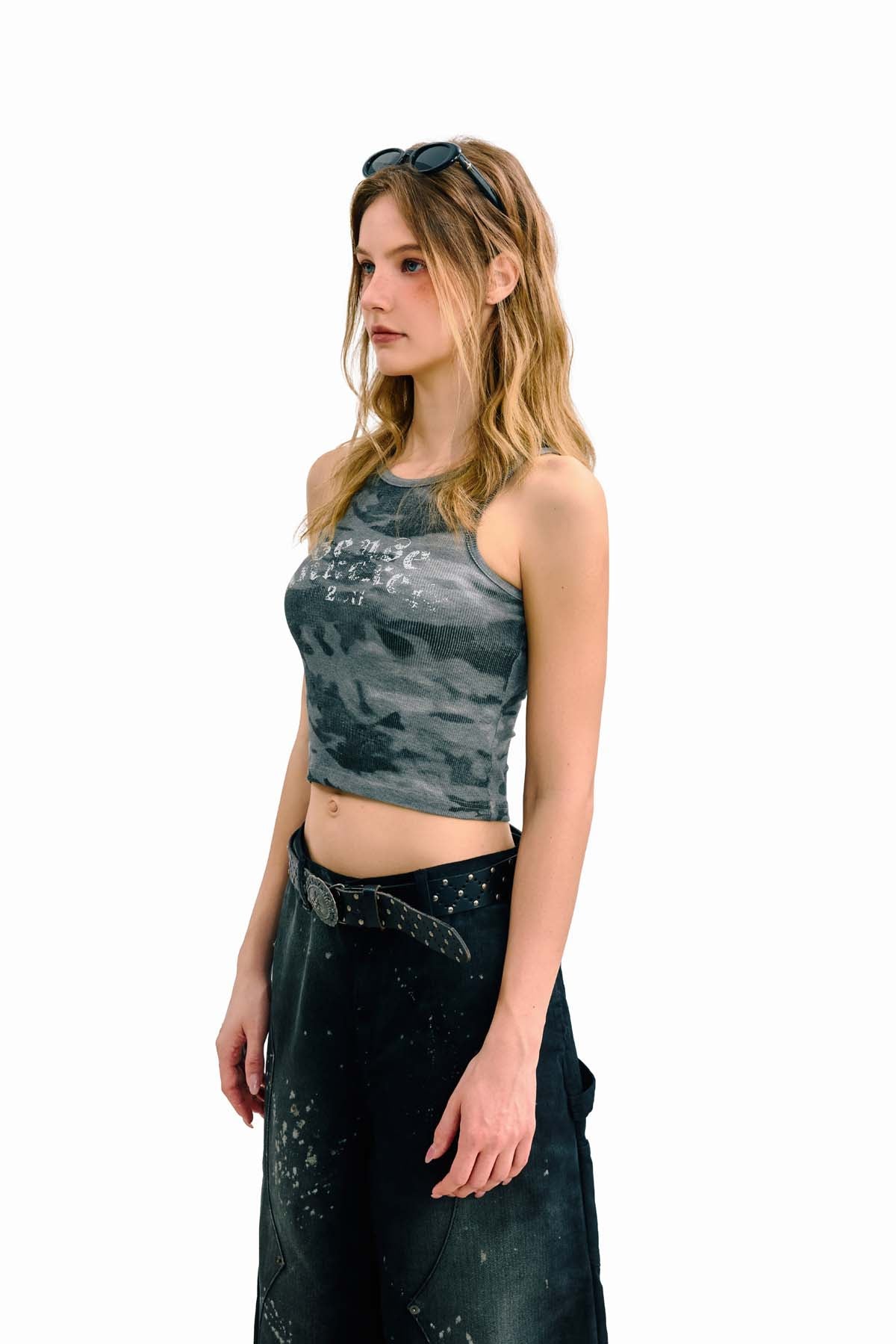 Sense Ribbed Jersey Tank Top Grey