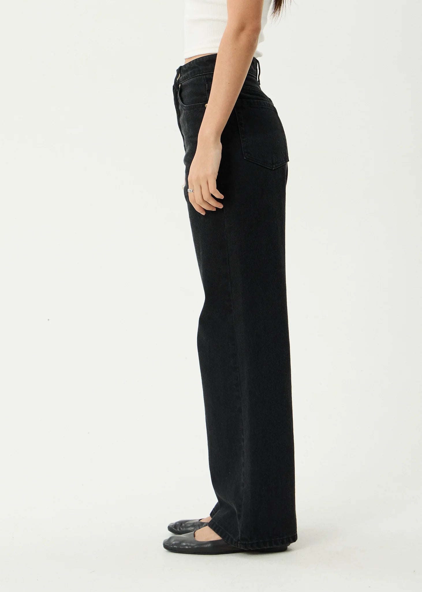 Bella Denim Wide Leg Baggy Jeans - Washed Black