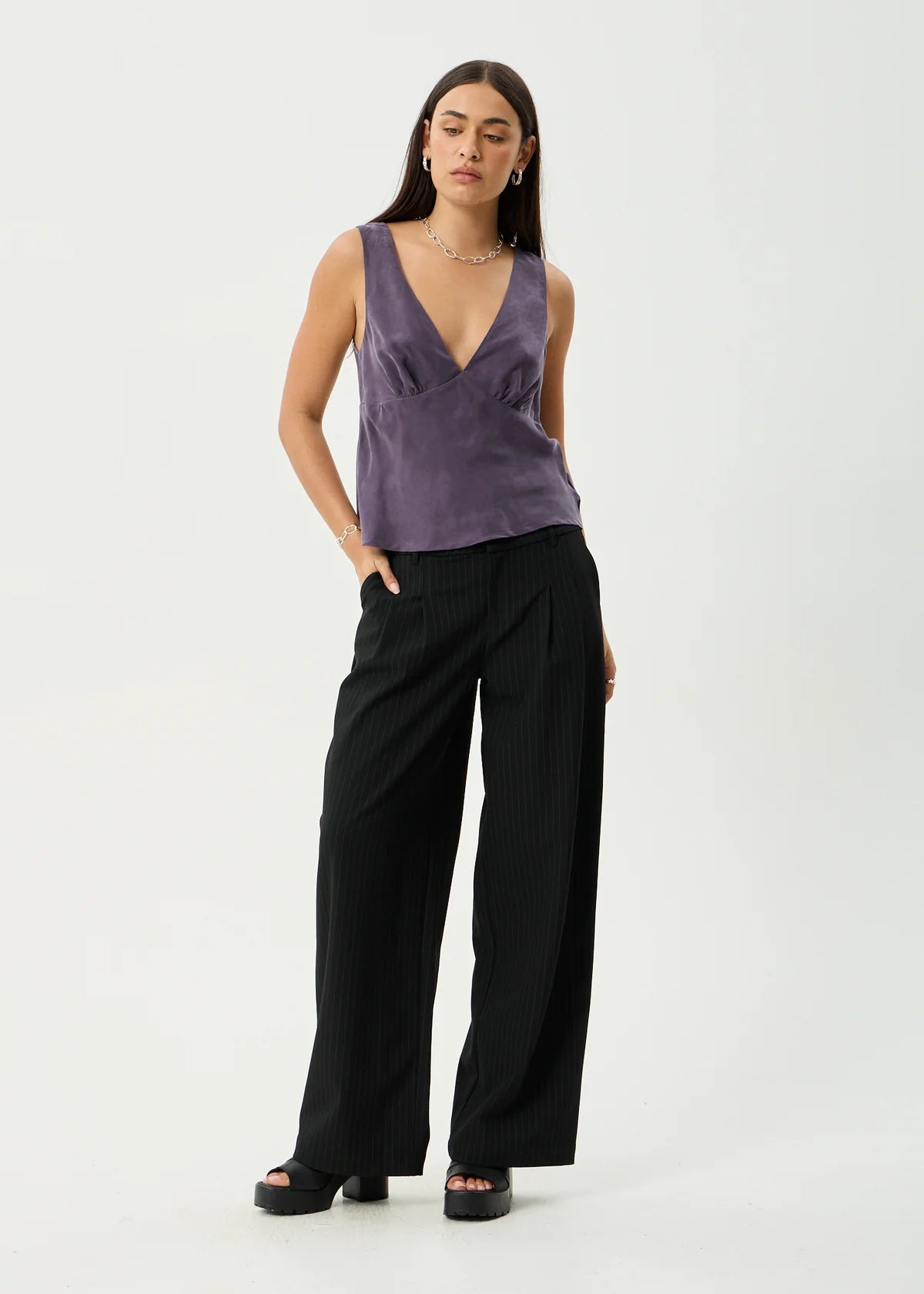 Giselle - Cupro Sleeveless Top - Aubergine