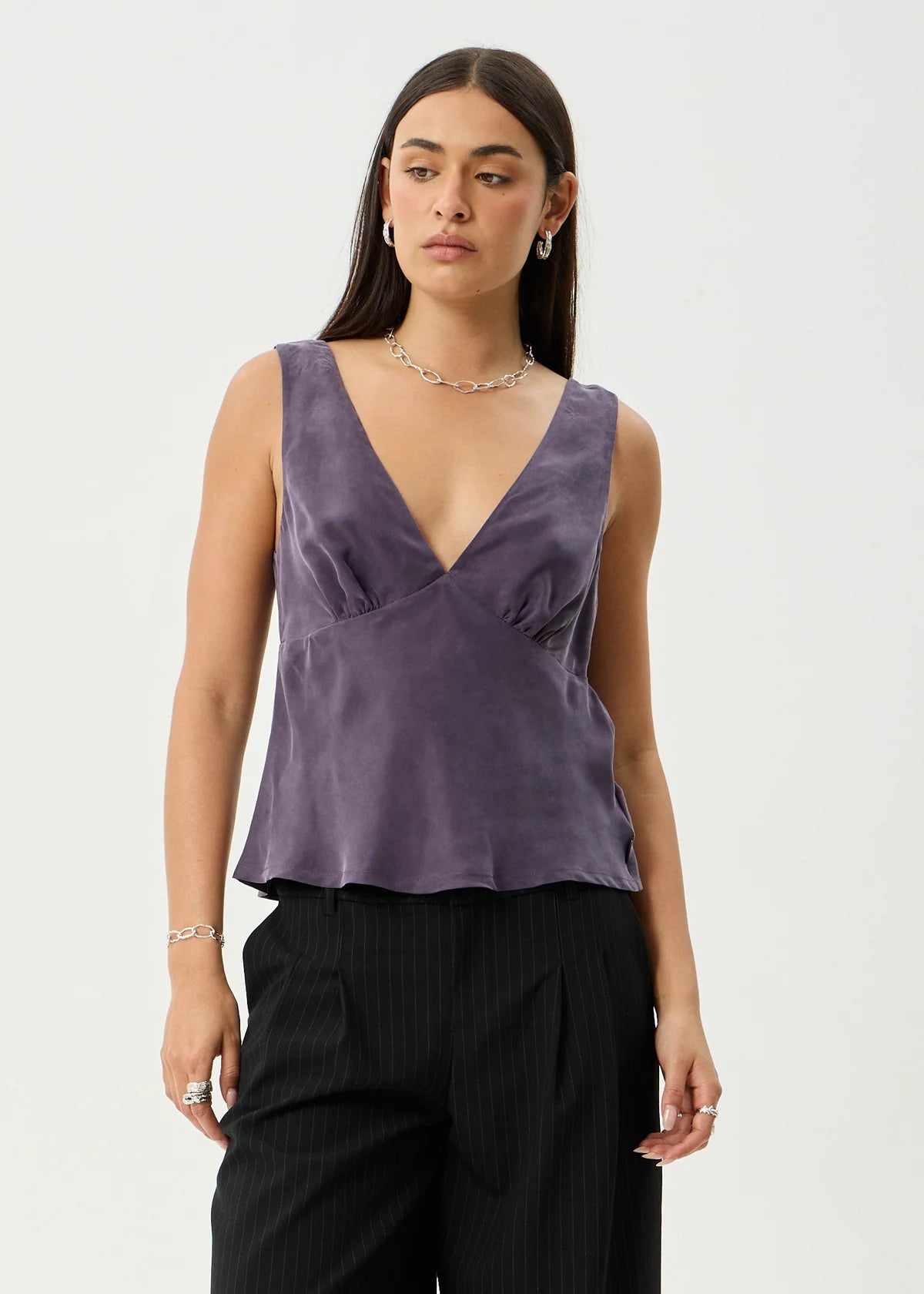 Giselle - Cupro Sleeveless Top - Aubergine