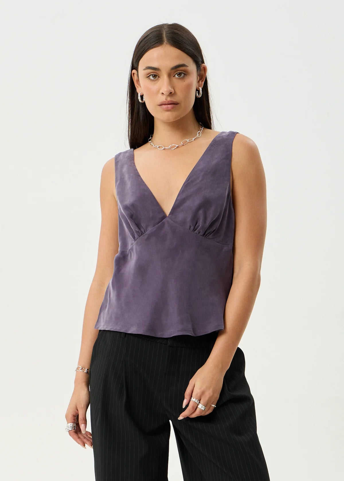 Giselle - Cupro Sleeveless Top - Aubergine