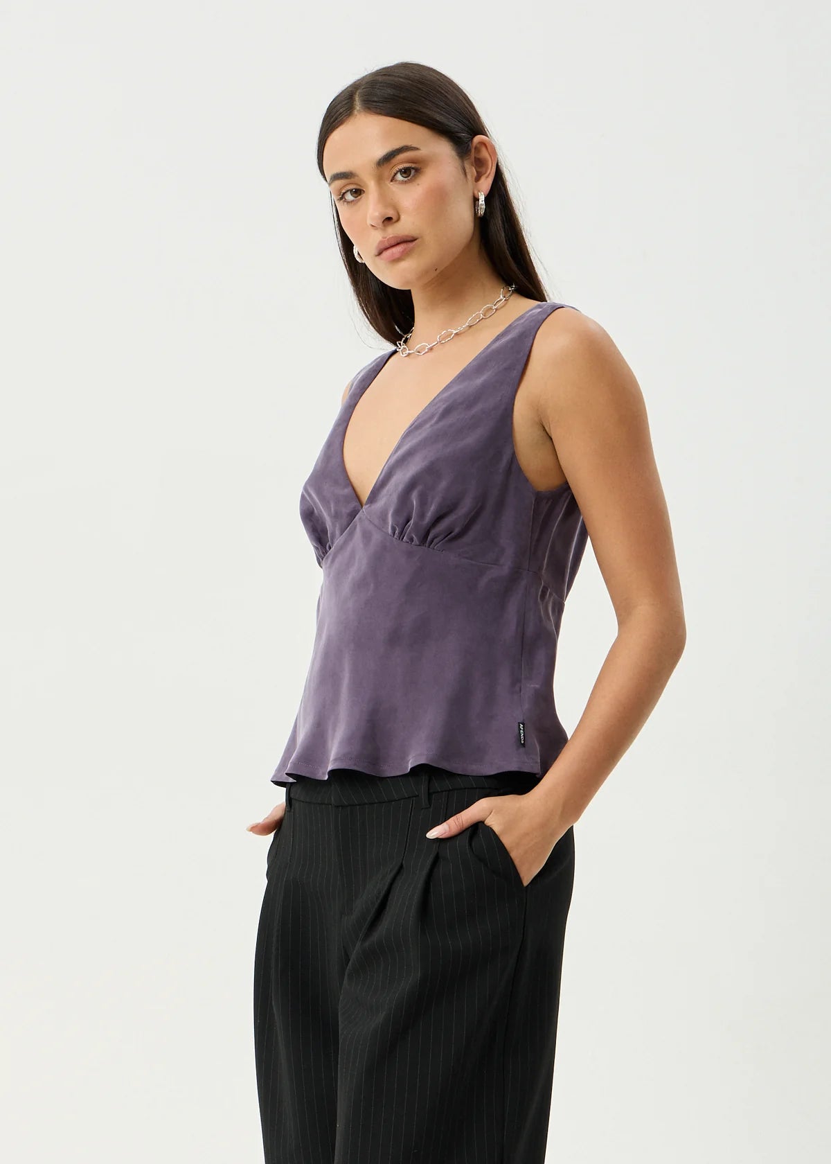 Giselle - Cupro Sleeveless Top - Aubergine