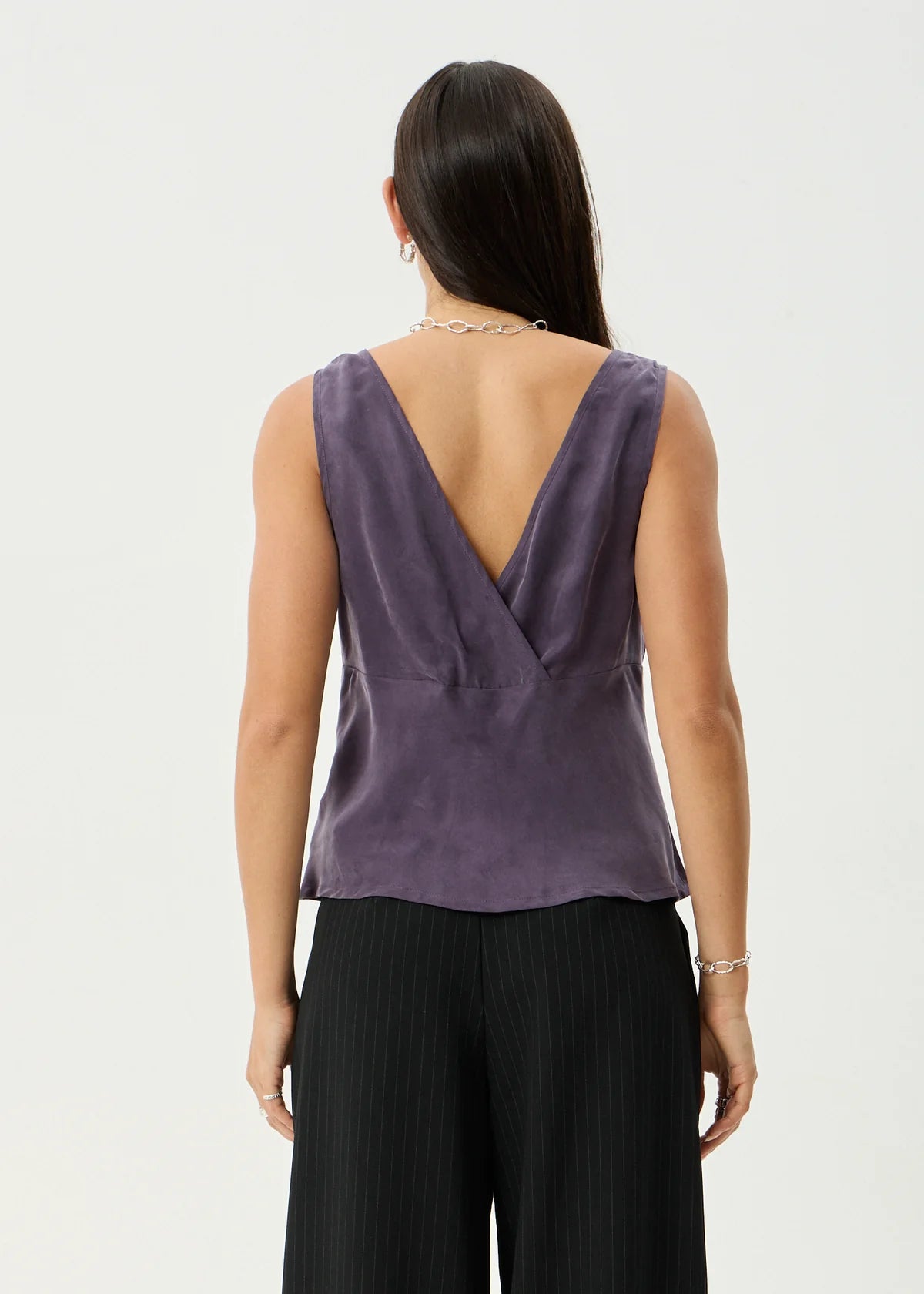 Giselle - Cupro Sleeveless Top - Aubergine