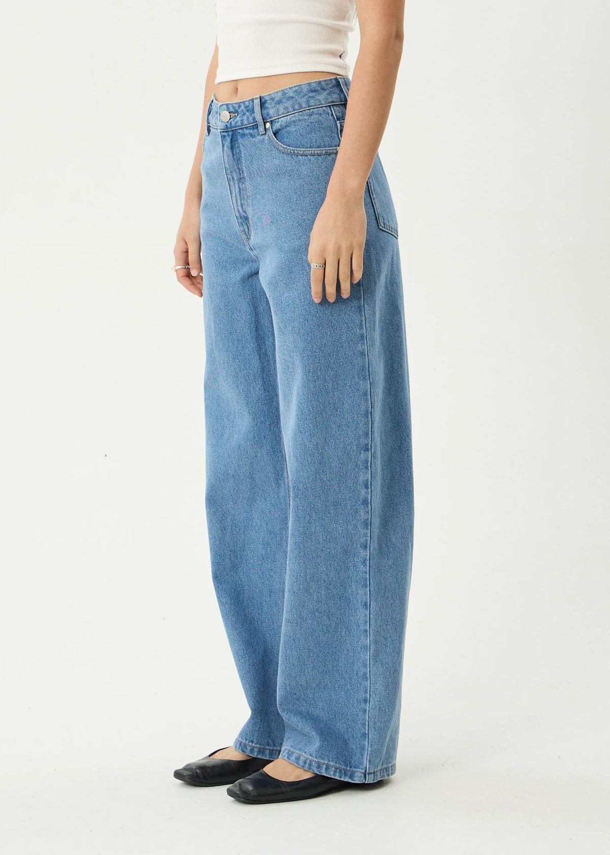 Bella Denim Wide Leg Baggy Jeans - Worn Blue