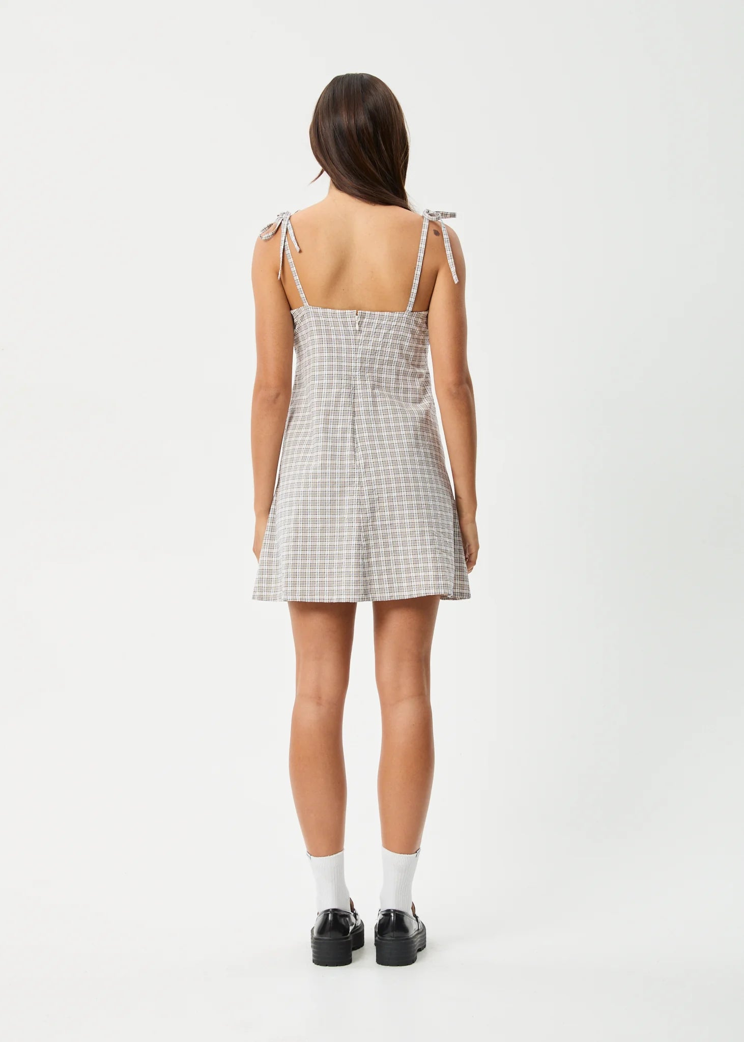 Drew Taupe Check Seersucker Mini Dress