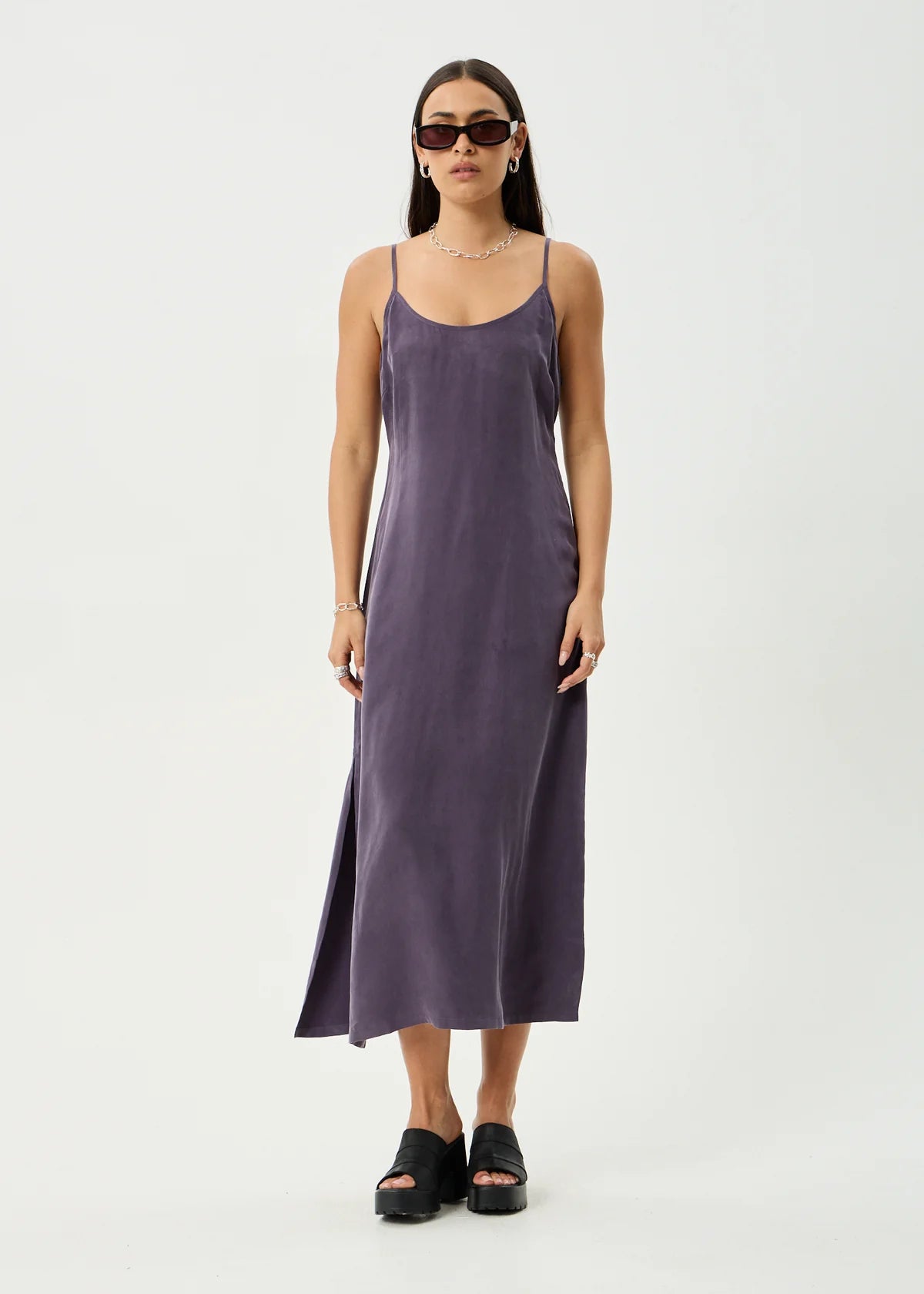 Valley - Cupro Midi Dress - Aubergine