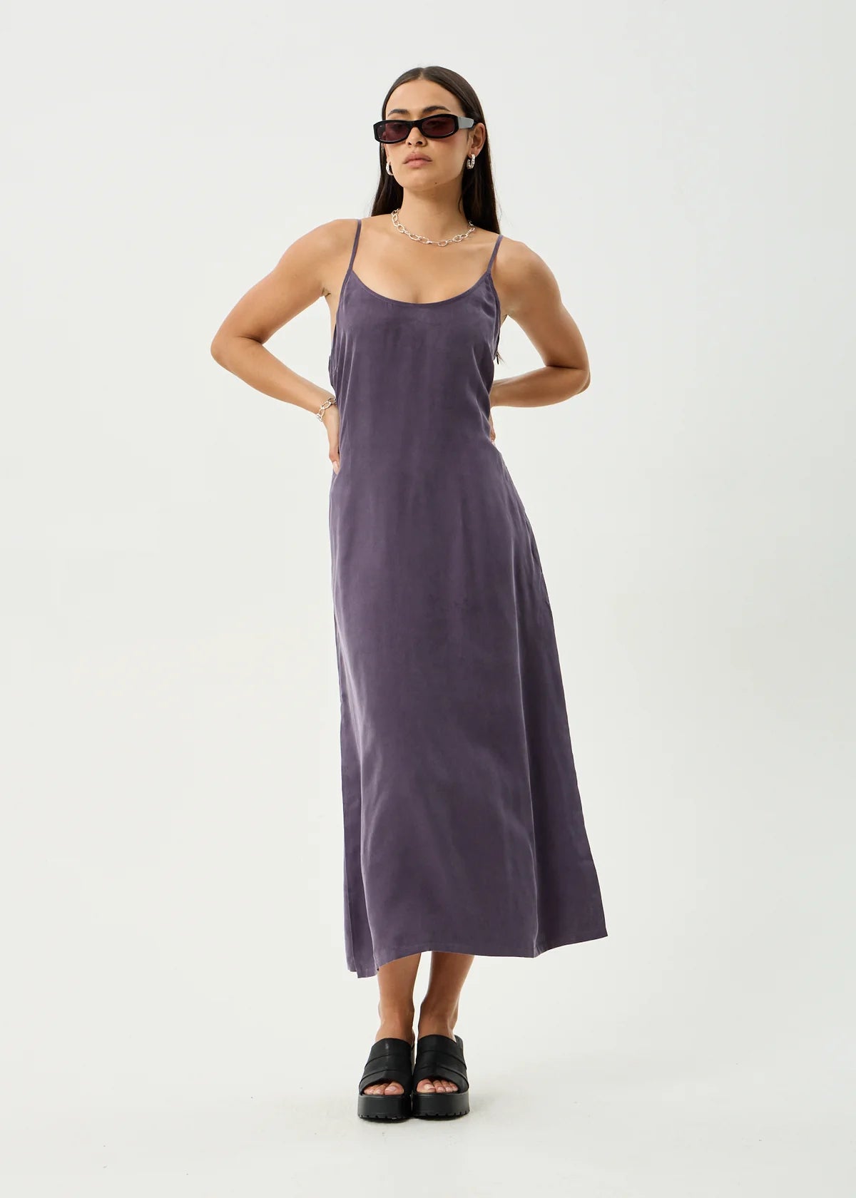 Valley - Cupro Midi Dress - Aubergine
