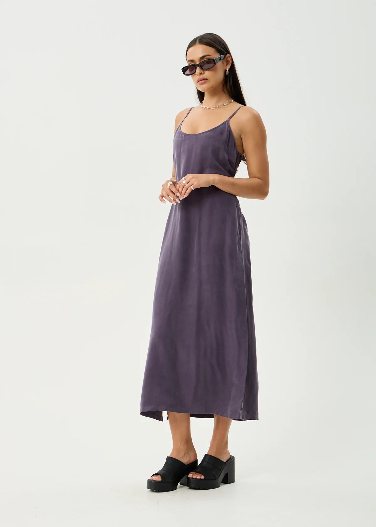 Valley - Cupro Midi Dress - Aubergine