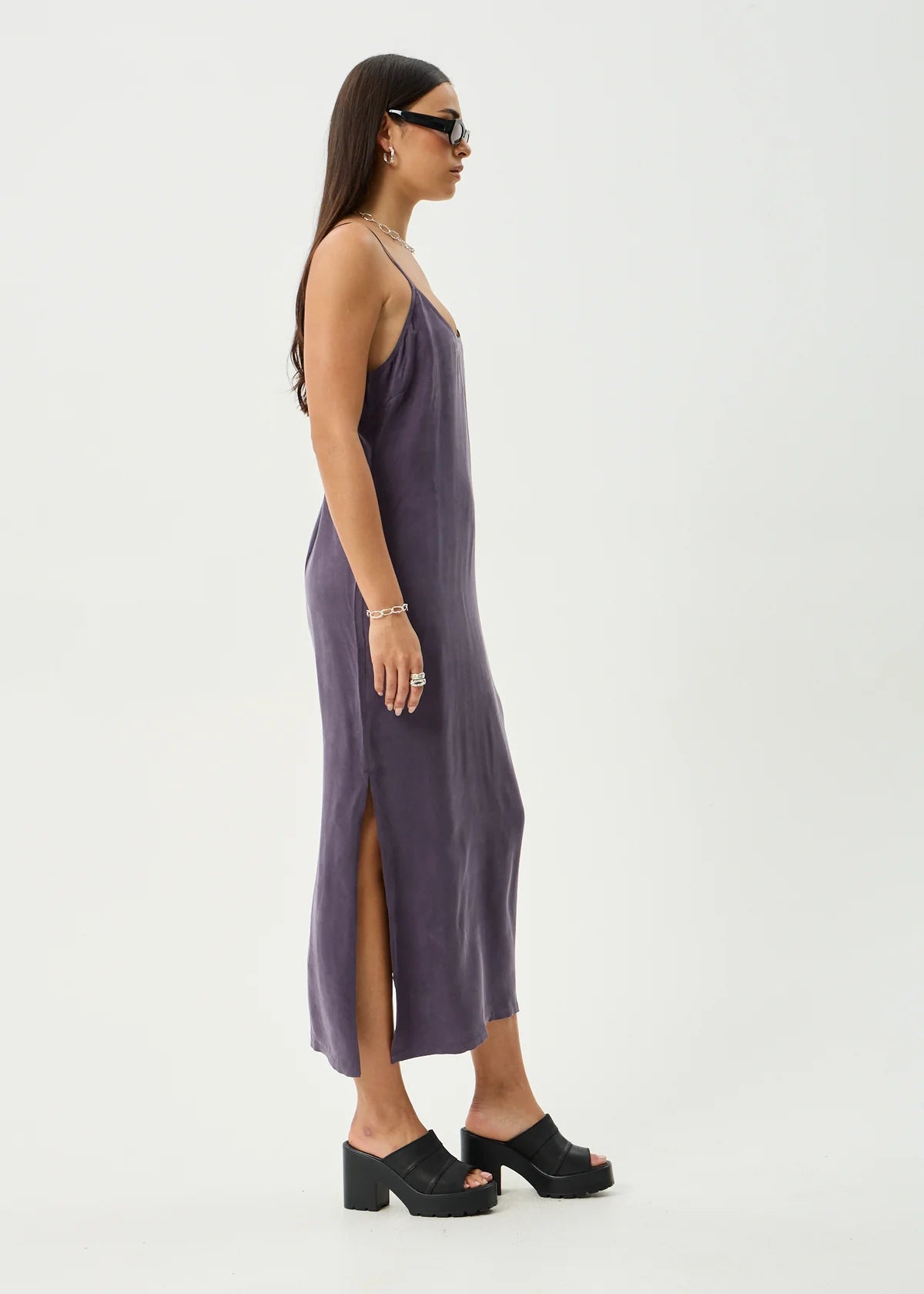 Valley - Cupro Midi Dress - Aubergine