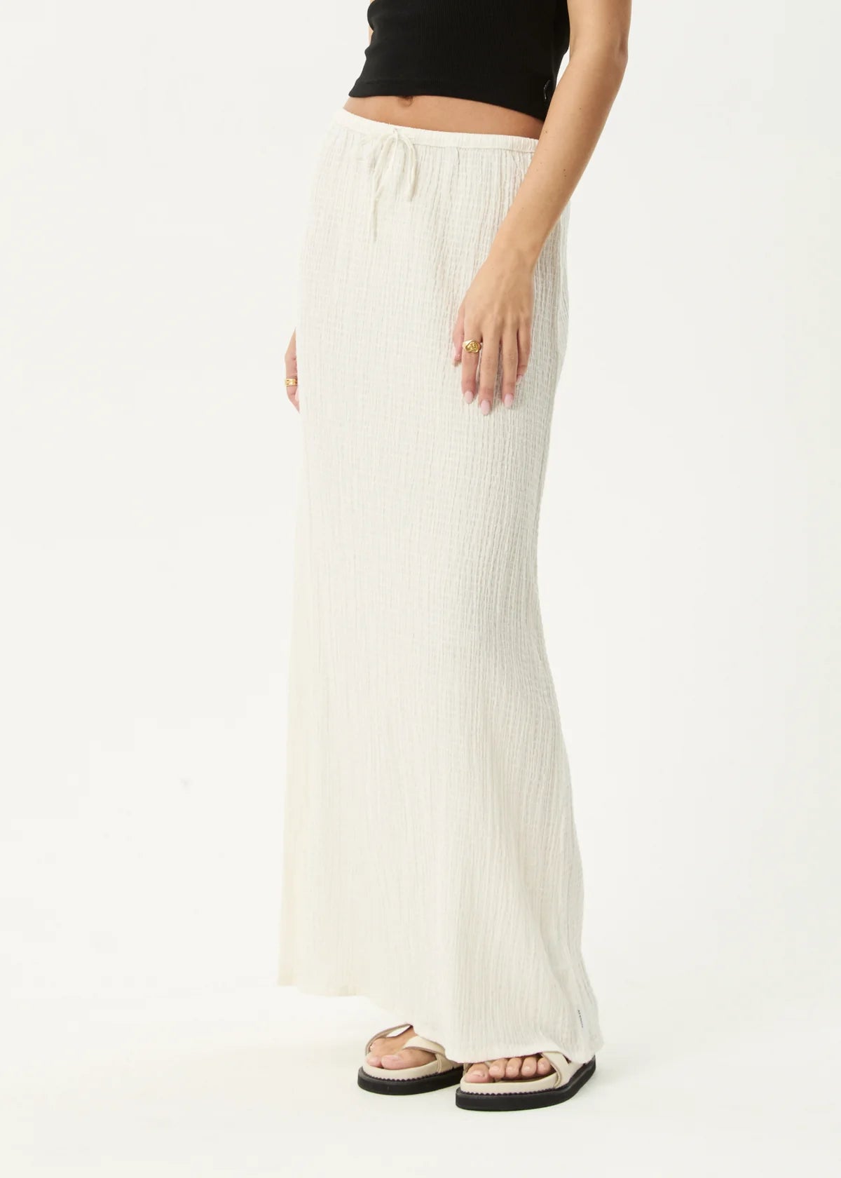 Focus - Seersucker Maxi Skirt - Off-White
