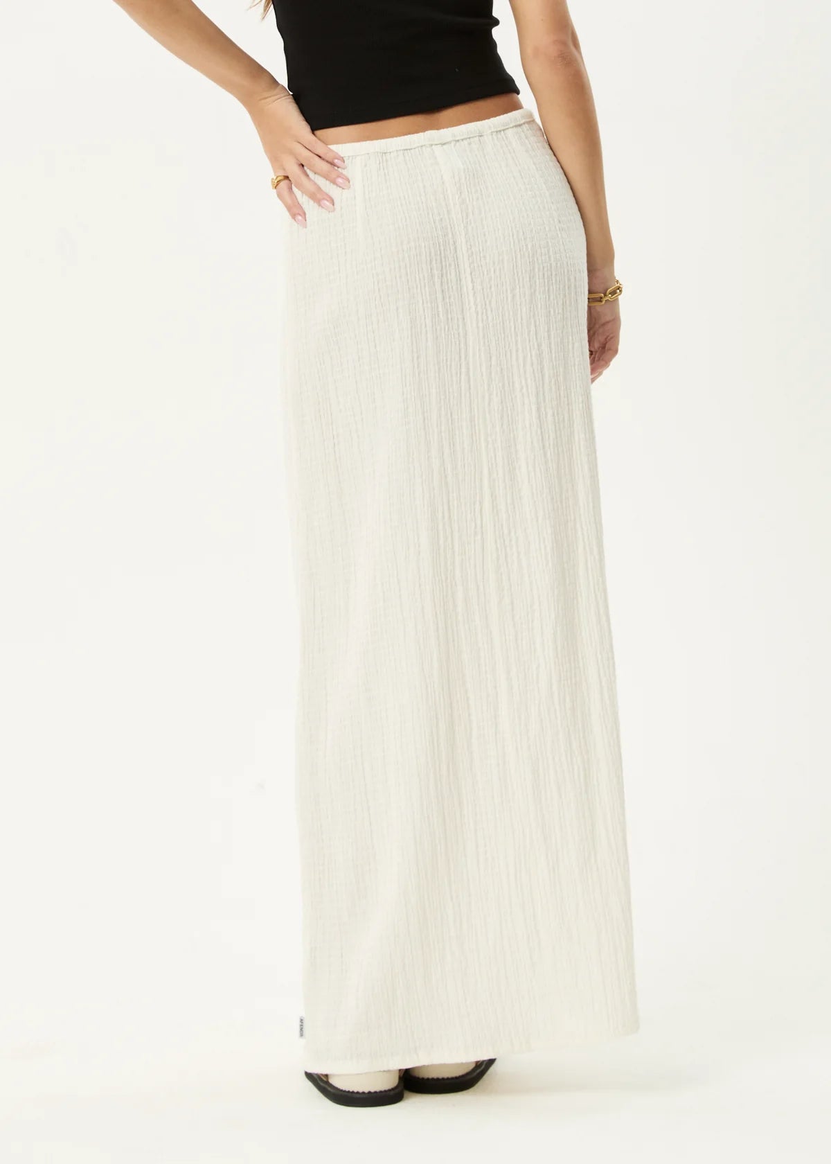 Focus - Seersucker Maxi Skirt - Off-White