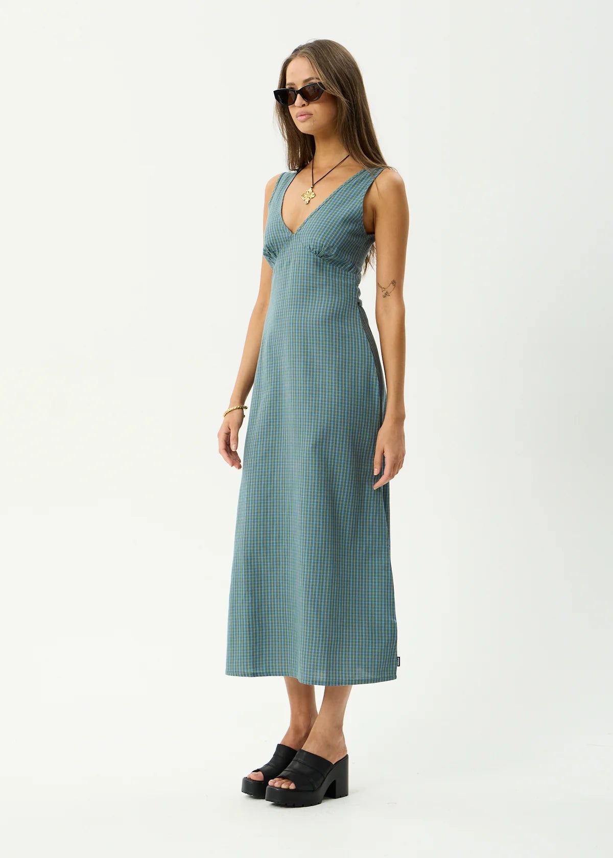 Voyager Maxi Dress Deep Olive Check