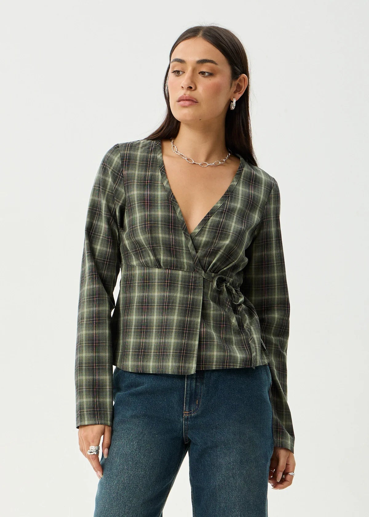 Jonah - Long Sleeve Top - Deep Olive Check