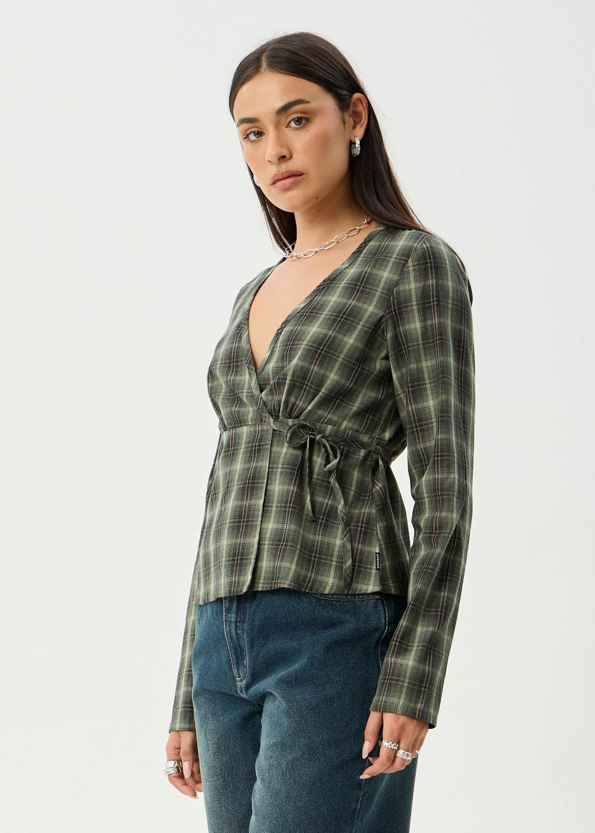 Jonah - Long Sleeve Top - Deep Olive Check