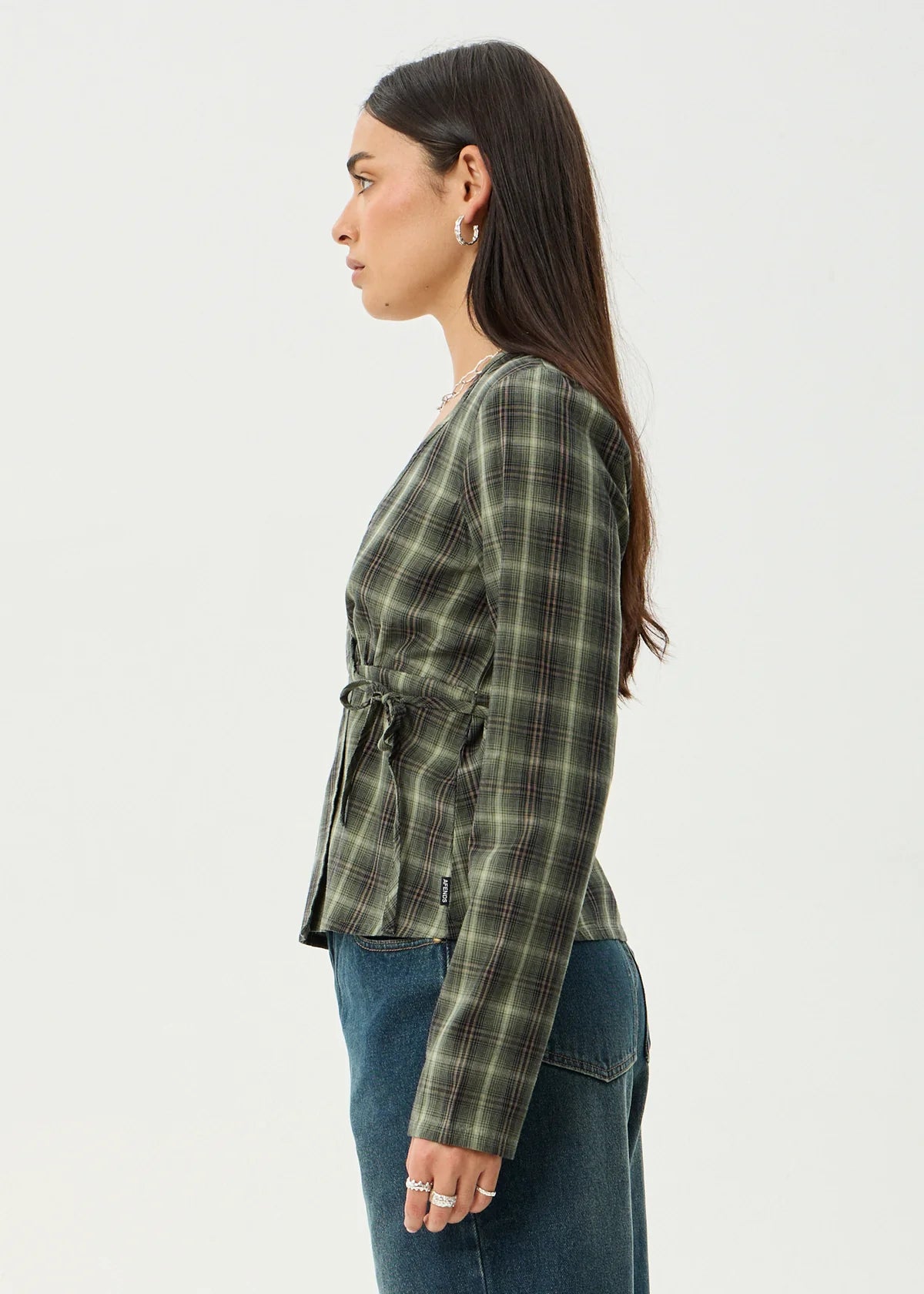 Jonah - Long Sleeve Top - Deep Olive Check