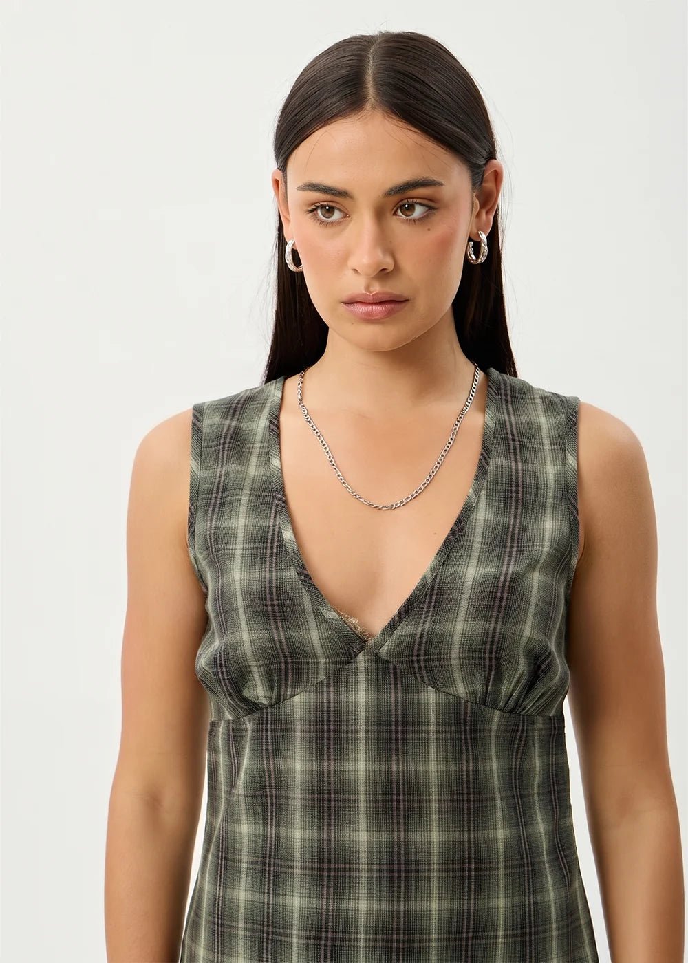 Jonah - Mini Dress - Deep Olive Check