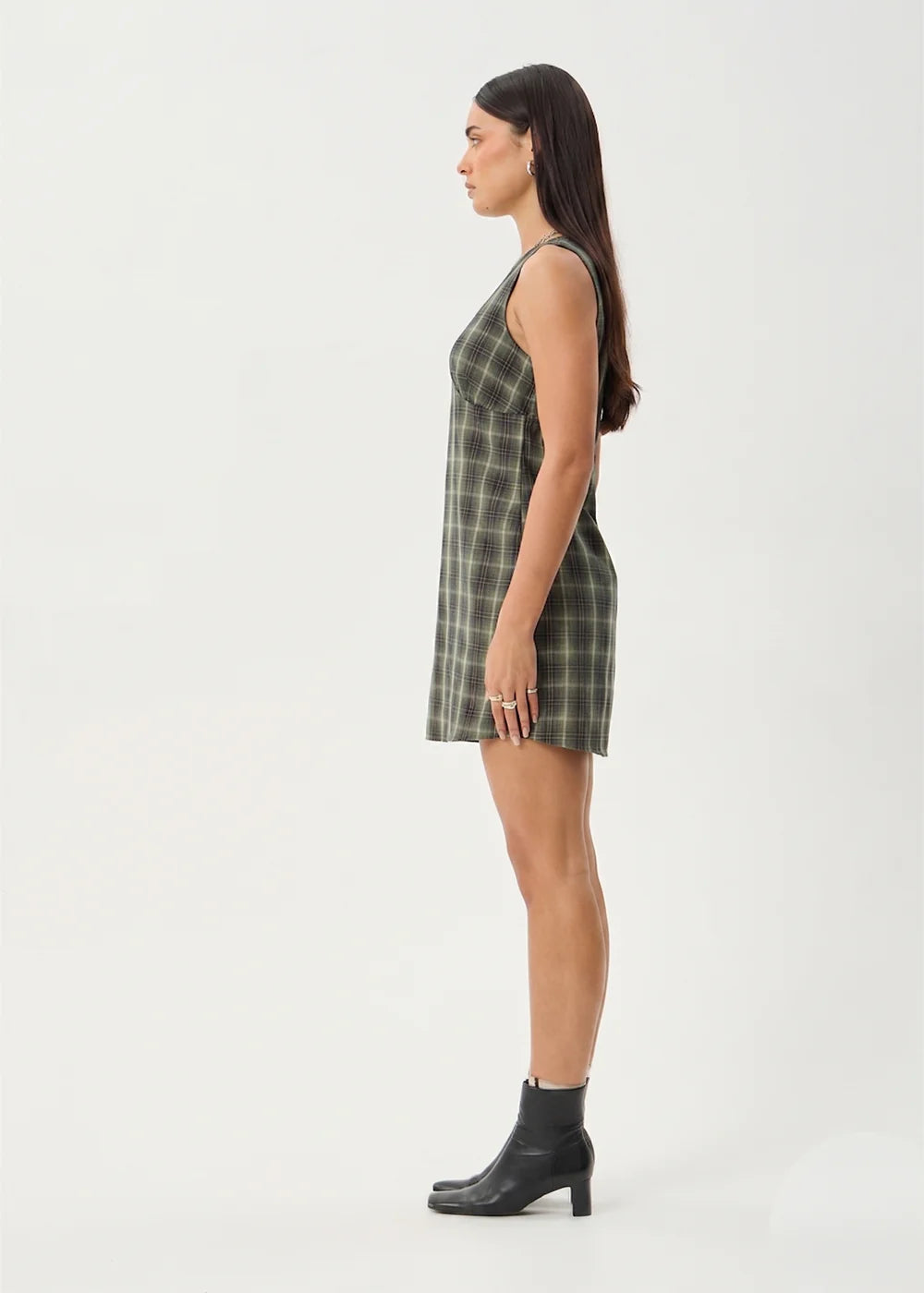 Jonah - Mini Dress - Deep Olive Check