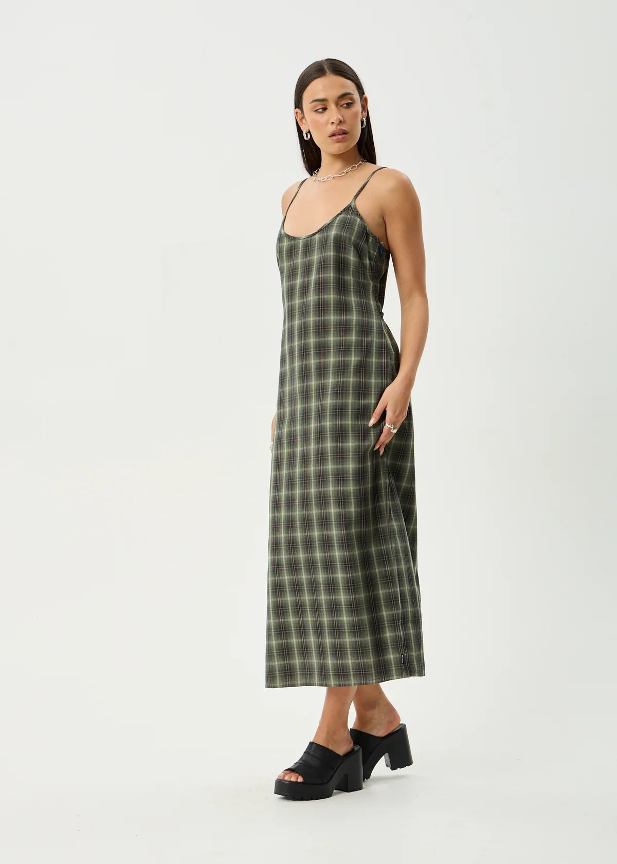 Jonah Valley - Maxi Dres - Deep Olive Check