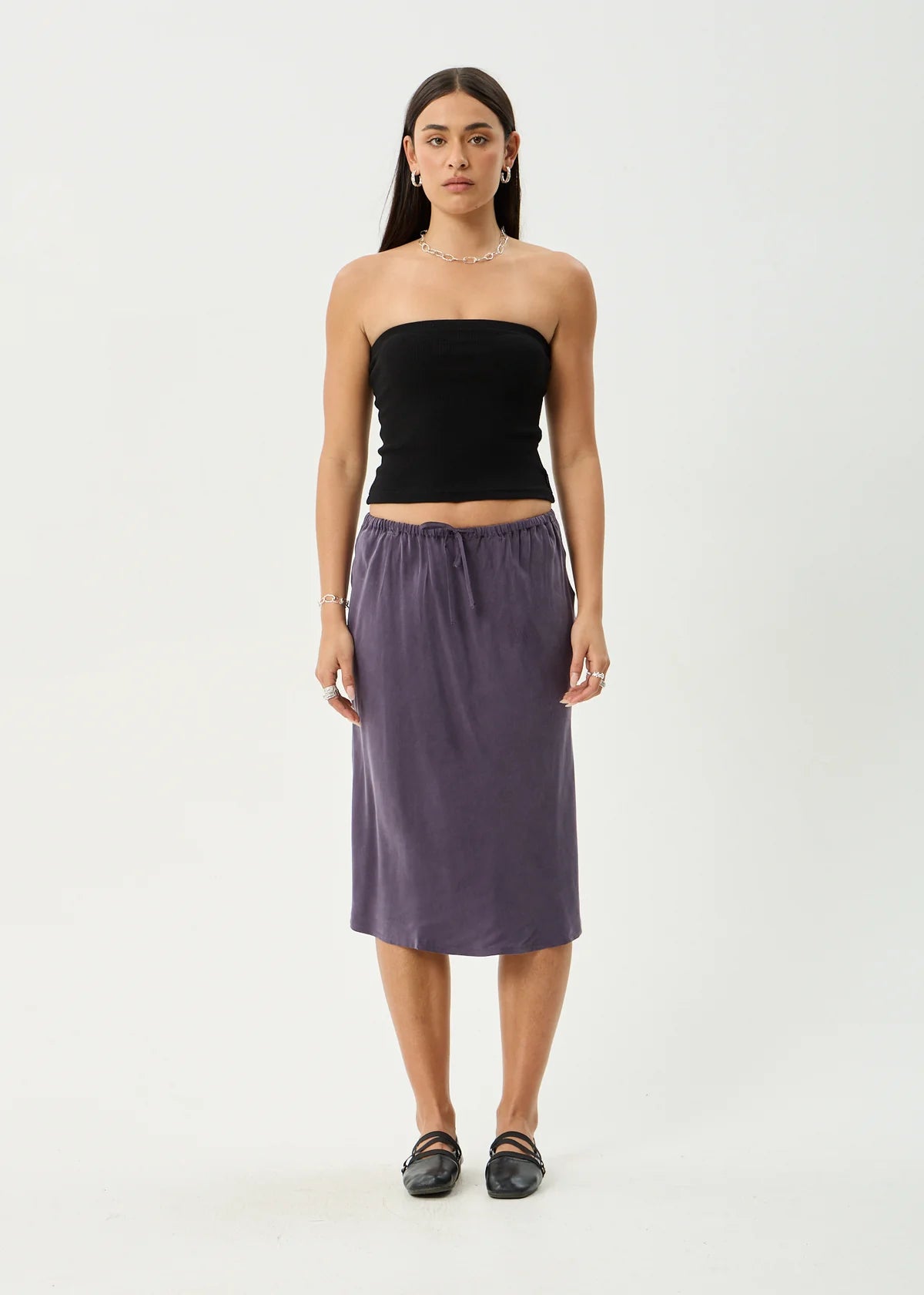 Giselle - Cupro Midi Skirt - Aubergine