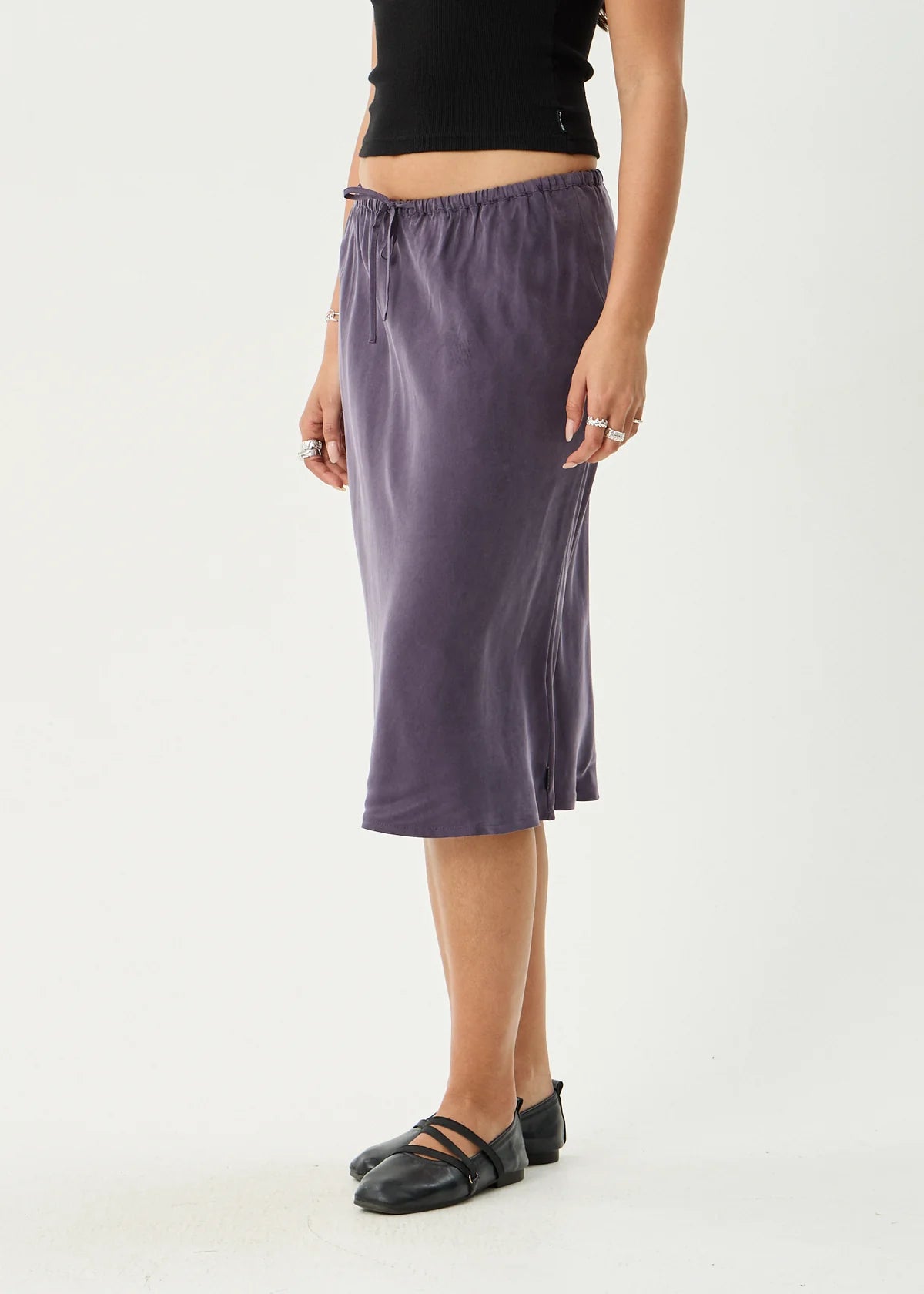 Giselle - Cupro Midi Skirt - Aubergine