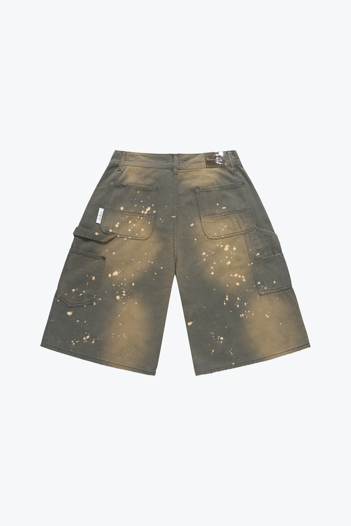 Sense Washed Drip Double Knee Shorts Dust Grey