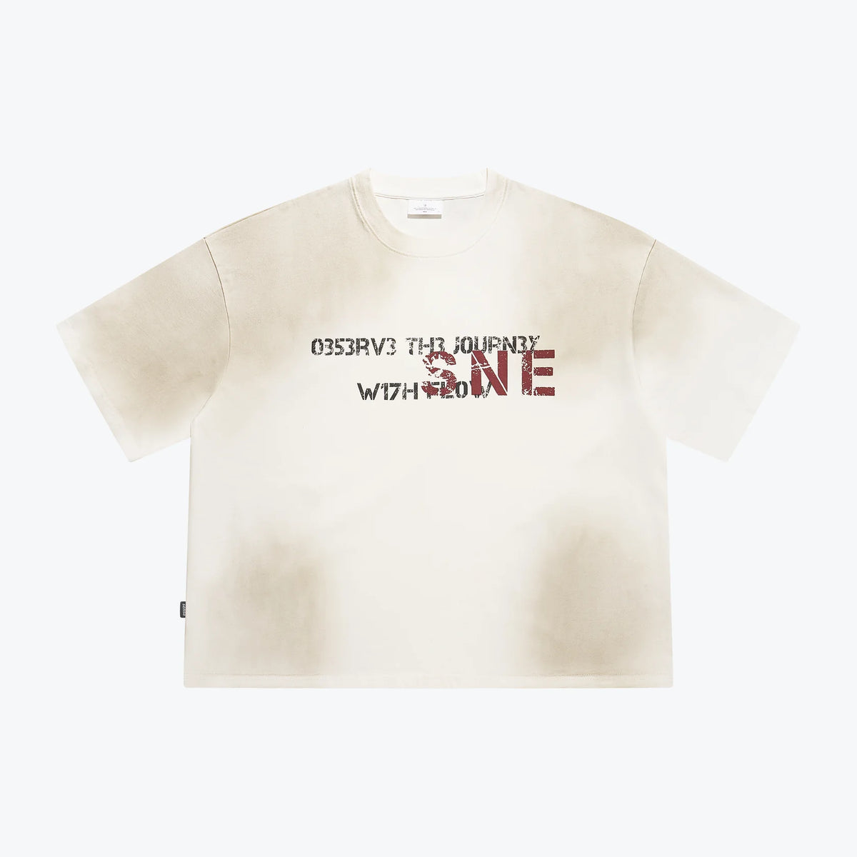 Sense Washed Fade Slogan SS Tee White
