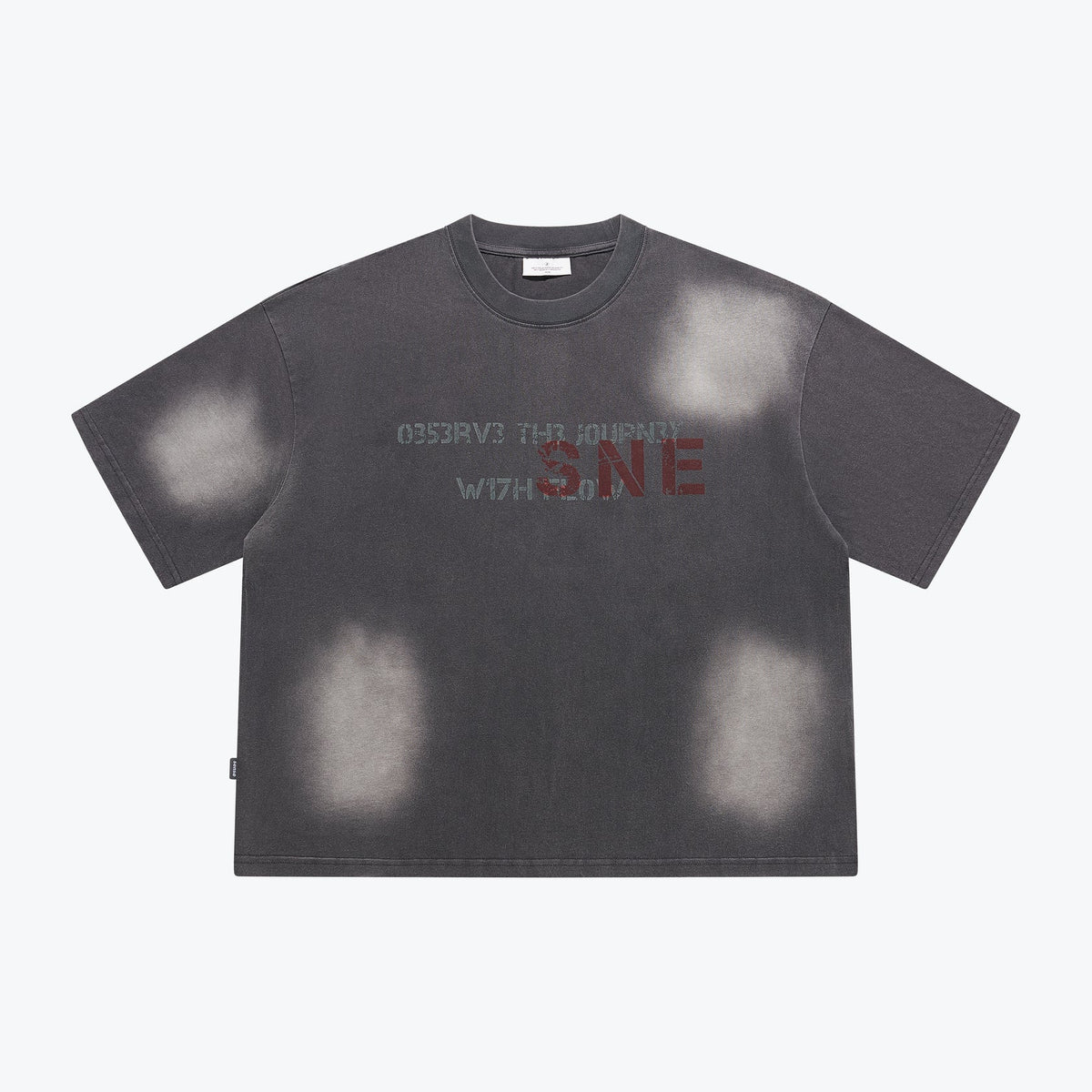 Sense Washed Fade Slogan SS Tee Coal Black