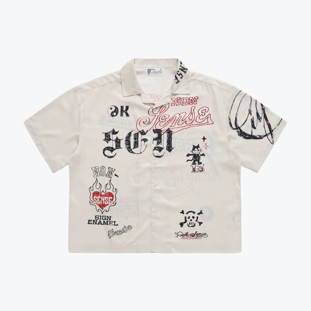 Sense Graffiti Sketch Camp Shirt Ivory