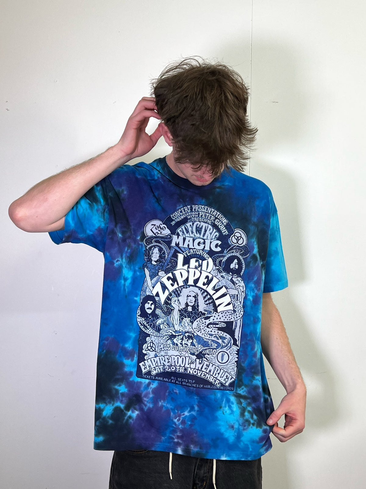 Led Zeppelin Wembley 71 Blue Tie Dye Tee