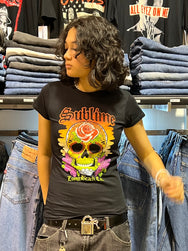 Sublime Colour Skull Womens Black Tee