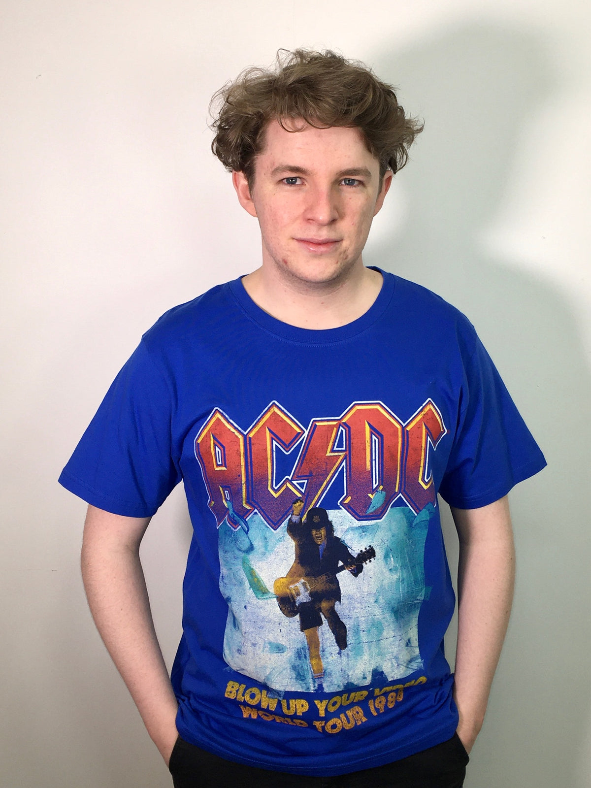 AC-DC Blow up your Video Blue Tee