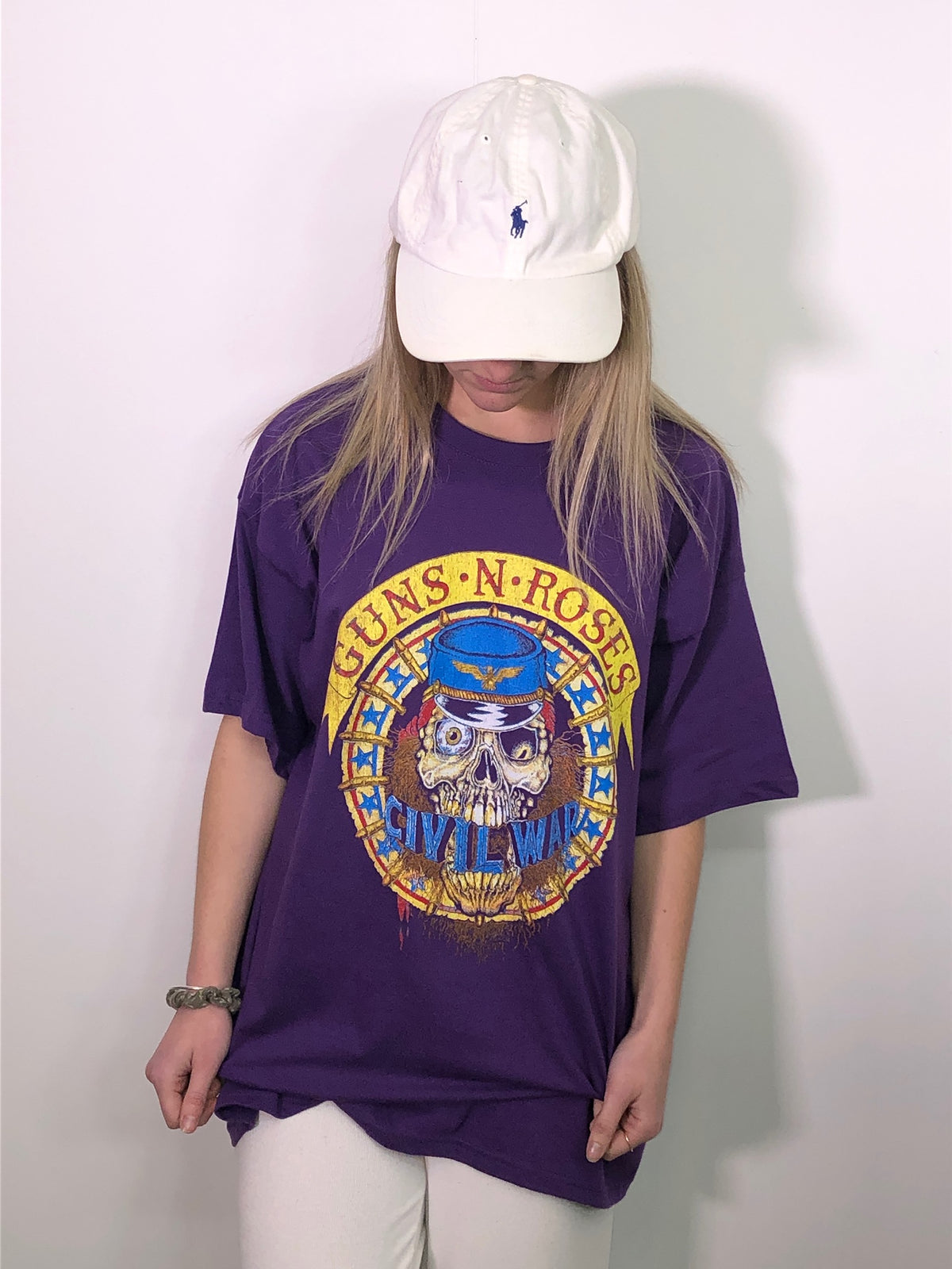 Guns N Roses Skull Circle Purple Tee