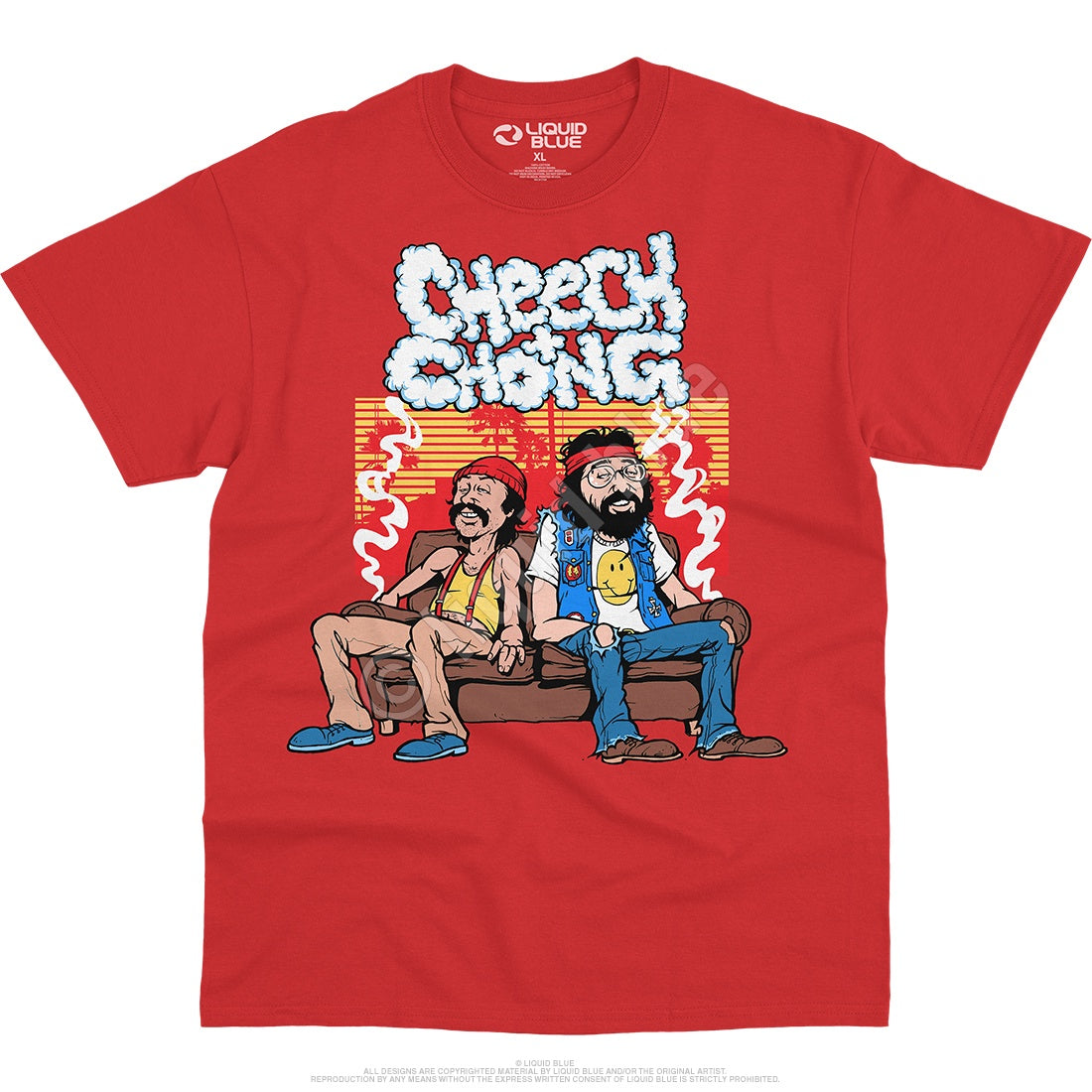 Cheech and Chong Couch Locked Red Tee