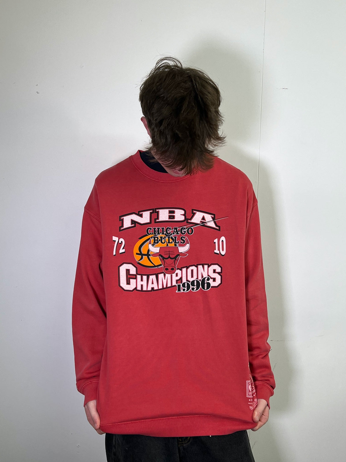Chicago Bulls 1996 Champions Faded Red Sweatshirt