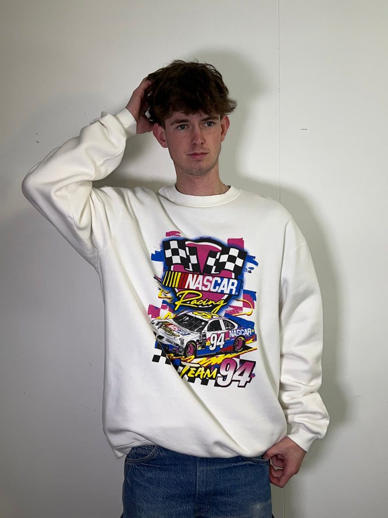 NASCAR Racing Team 94 Crewneck Vintage White Sweatshirt