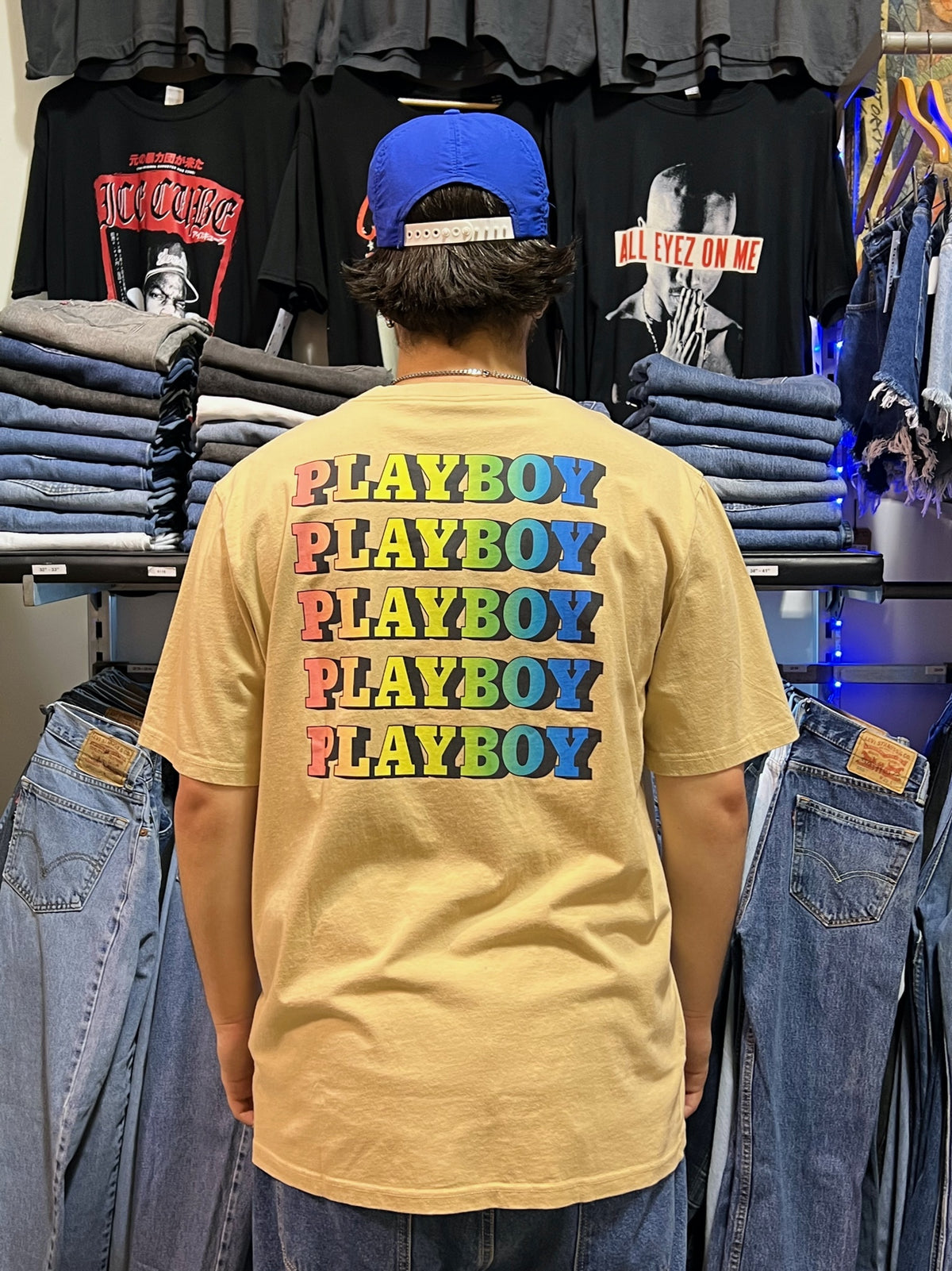 Playboy Gradient Stacked Tan Tee SS22