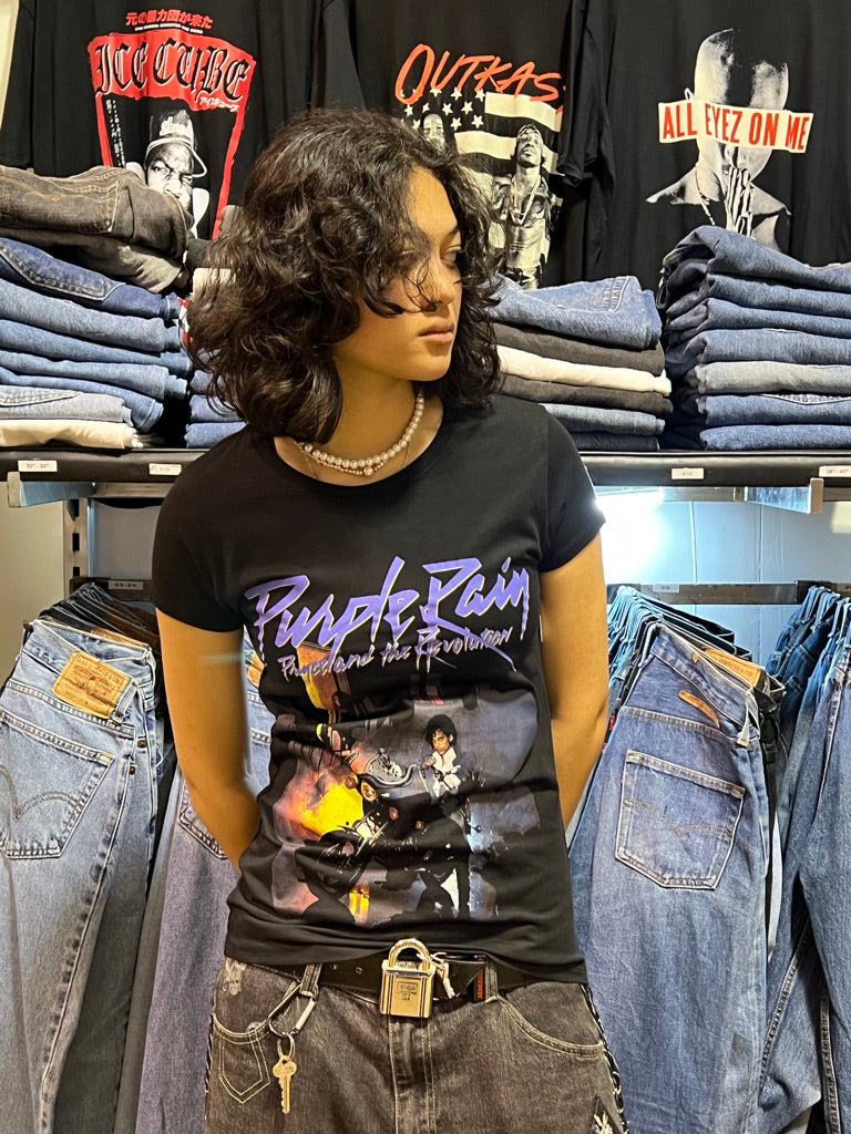 Prince Purple Rain Womens Black Tee