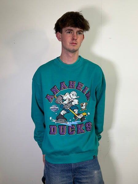 Ducks Ice Player Graphic Crewneck Teal Sweatshirt