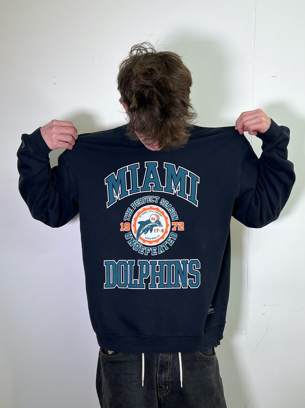 Miami Dolphins 1972 Crew Faded Black Sweatshirt