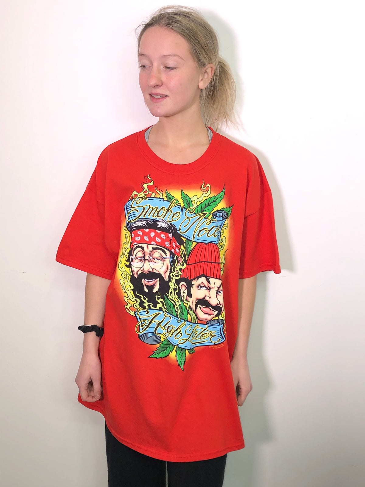 Cheech and Chong Smoke Now High Later Red Tee