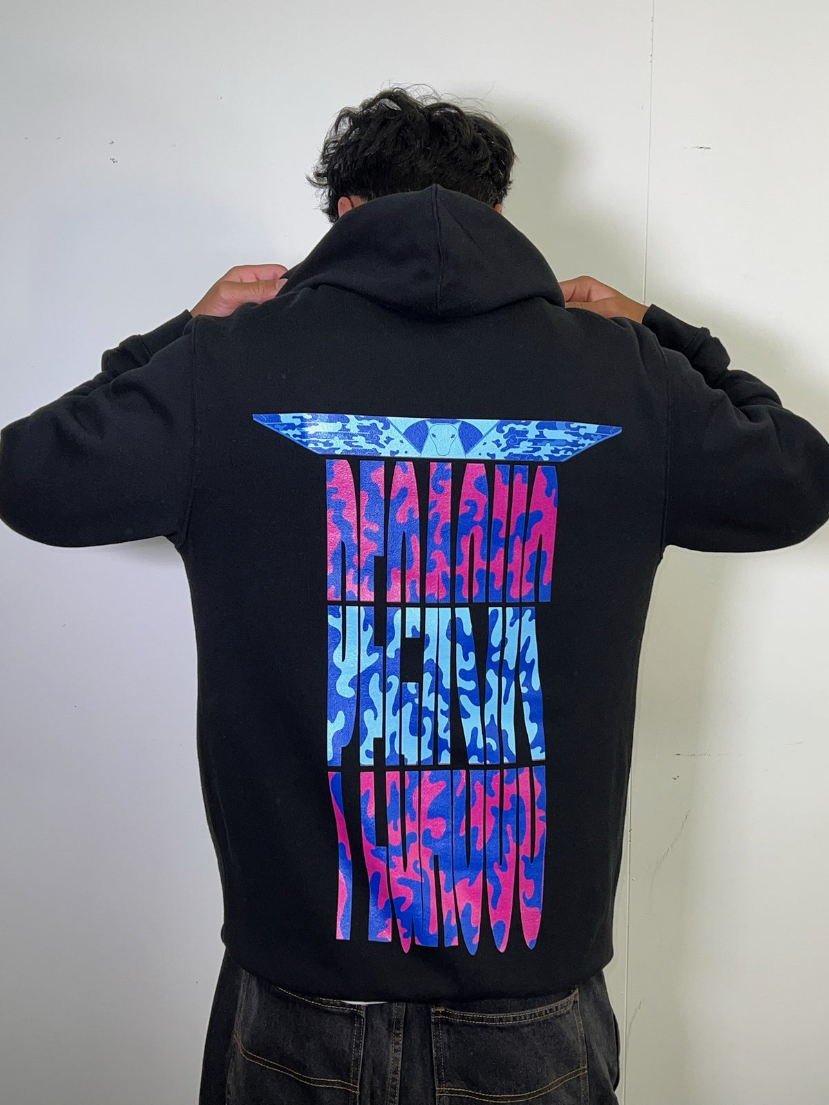 Pegasus Pink Blue Camo Black Hoodie