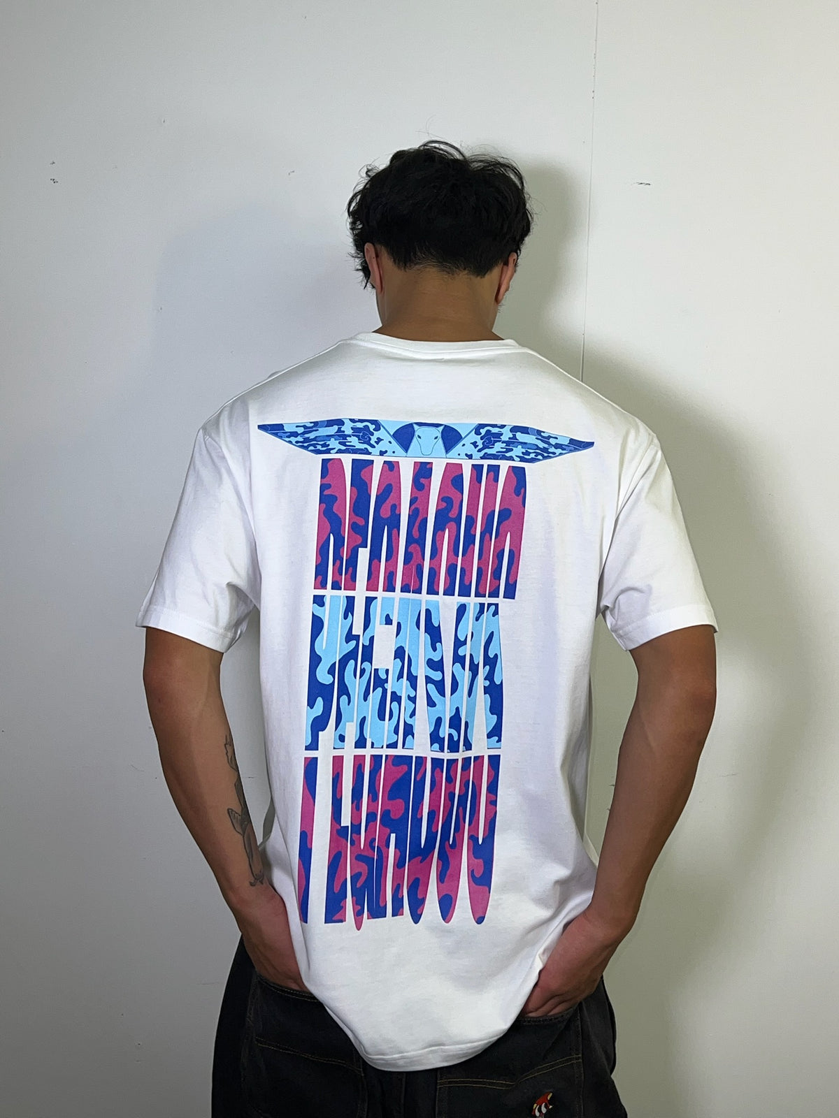 Pegasus Pink Blue Camo White Tee