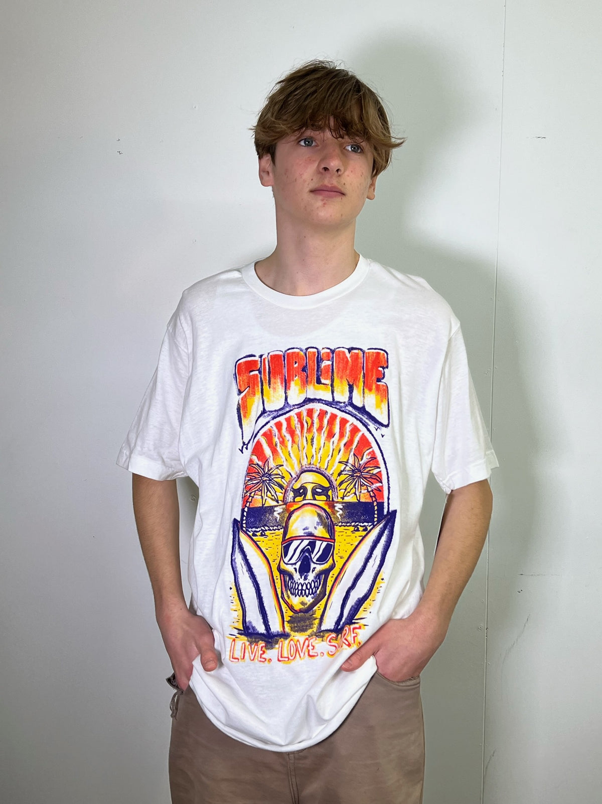 Sublime Live Love Surf White Tee