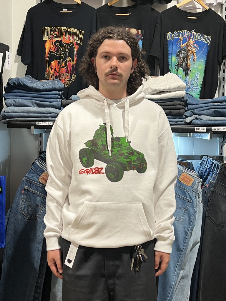 Gorillaz Green Jeep White Hoodie