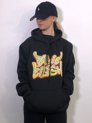 Billie Eilish Airbrush Flames Blohsh Black Hoodie