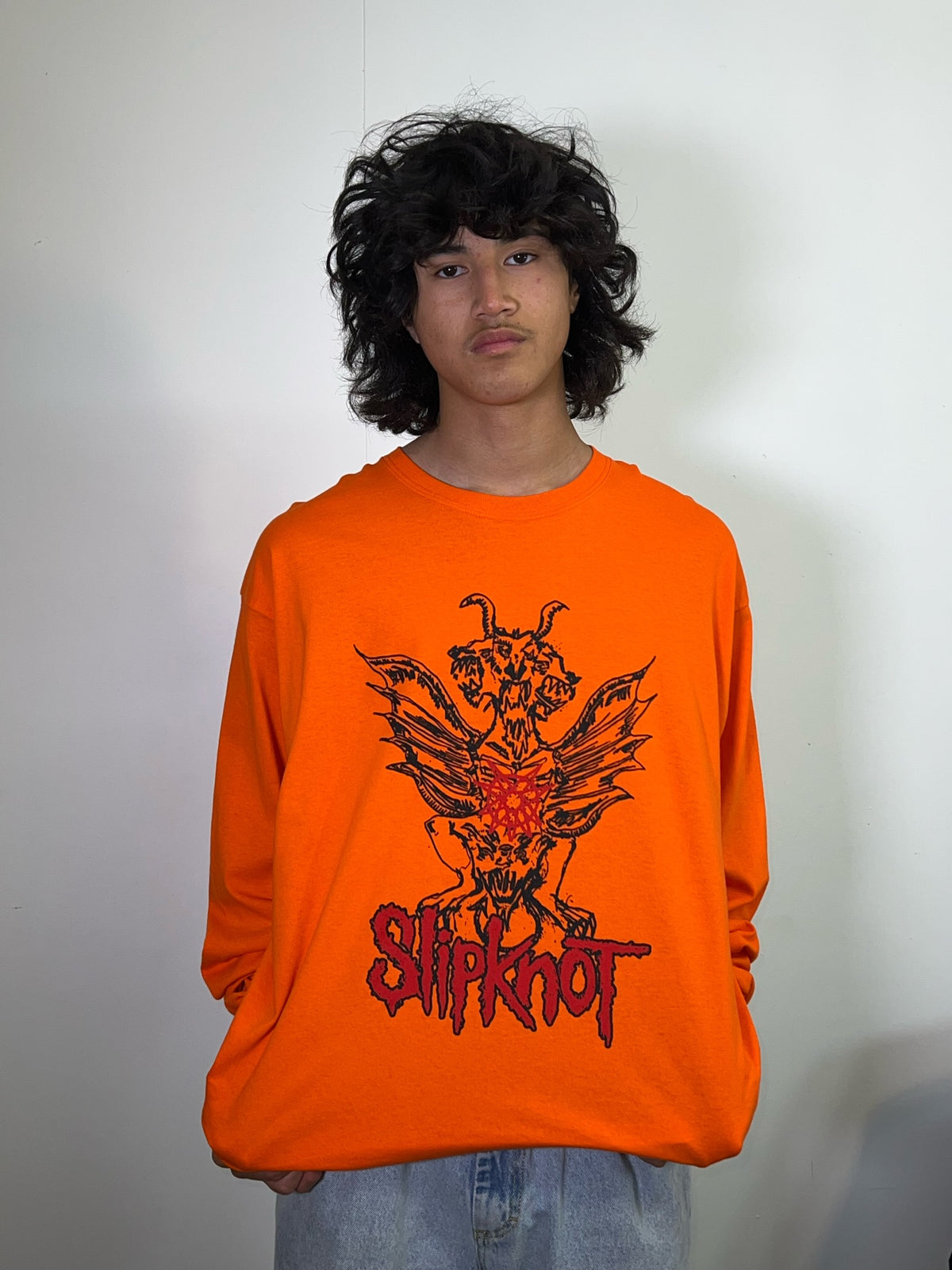Slipknot Winged Devil Orange Long Sleeve Tee