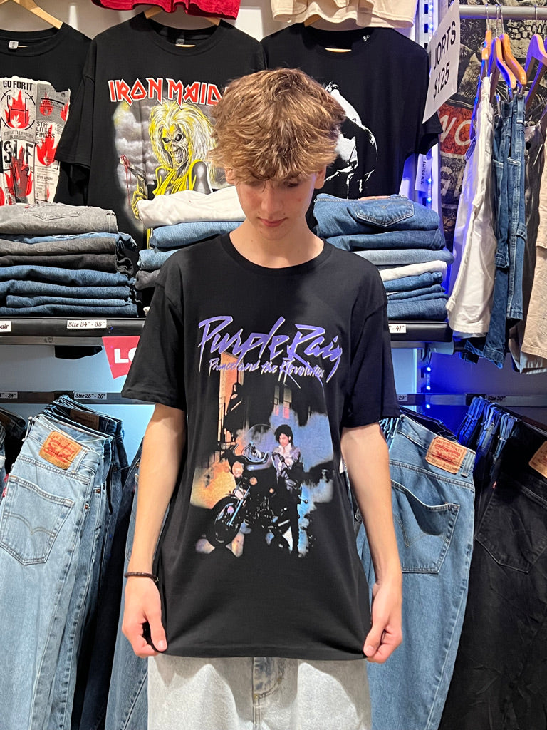 Prince Purple Rain Black Tee